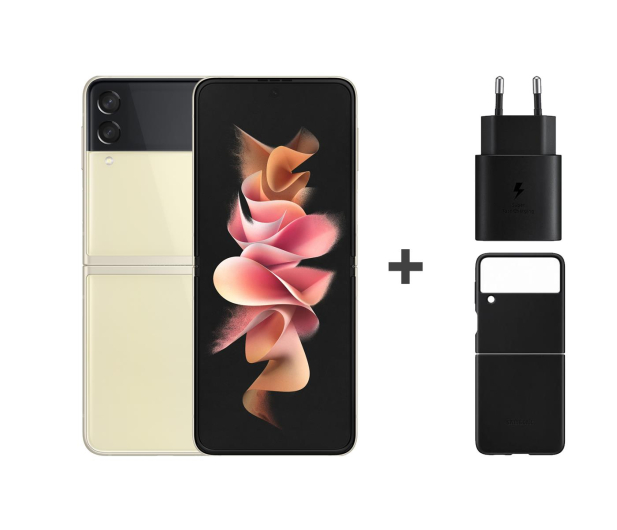 Samsung Galaxy Z Flip3 5G 8/128 Beżowy + Cover + Charger - 672406 - zdjęcie